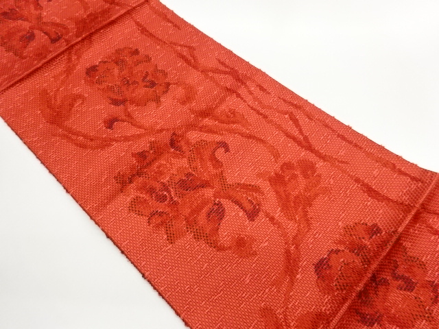 JAPANESE KIMONO / NAGOYA OBI / SILK / WOVEN FLORAL ARABESQUE